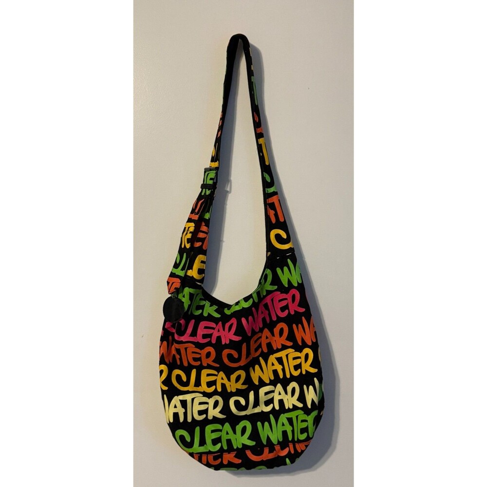 Robin Ruth Crossbody Bag Clear Water Print Bold Letters Multicolor Hobo Boho NWT